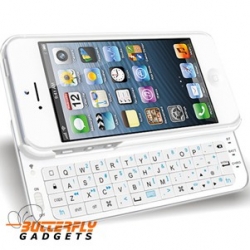Uitschuifbaar bluetooth qwerty toetsenbord - hoes voor de iPhone 5 - Wit
