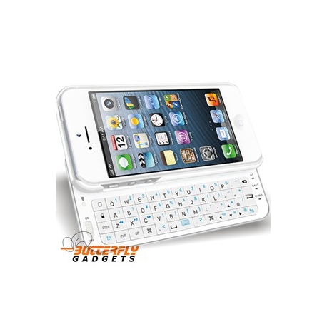 Uitschuifbaar bluetooth qwerty toetsenbord - hoes voor de iPhone 5 - Wit