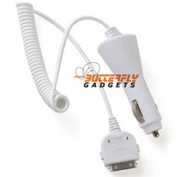 Witte 12 volt autolader met kabel voor de iPhone 3, 4 en iPhone 4s