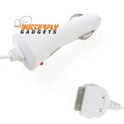 Witte 12 volt autolader met kabel voor de iPhone 3, 4 en iPhone 4s