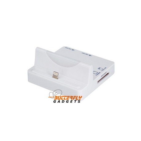 Dockingstation met Cardreader en USB hub voor de iPhone 5, 5s, 5c