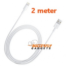 2 meter lange USB kabel voor de iPhone 5, 5s, 5c, iPad 4, iPad Mini (wit)