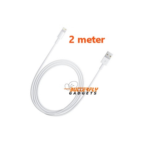 2 meter lange USB kabel voor de iPhone 5, 5s, 5c, iPad 4, iPad Mini (wit)