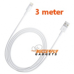 3 meter lange USB kabel voor de iPhone 5, 5s, 5c, iPad 4, iPad Mini (wit)