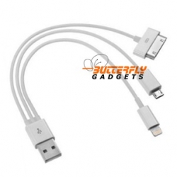 3 in 1 oplaad kabel voor iPhone 4, 4s, 5, 5s, 5c, Samsung Galaxy, HTC, micro USB