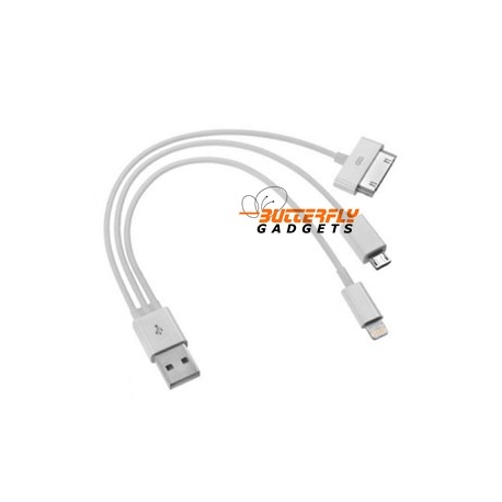 tennis Schrijfmachine Zullen 3 in 1 oplaad kabel voor iPhone 4s, 5, 5s, 5c, 6, 6s Plus, Micro USB