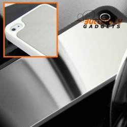 Stevige spiegelende (mirror) harde case voor de iPhone 4, 4s - Zwart - Wit