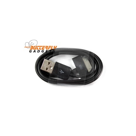 USB data sync kabel voor de iPhone 3, 4 en iPad (zwart, 1 meter)