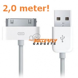 USB data sync kabel voor de iPhone (wit, extra lang, 2,0 meter)