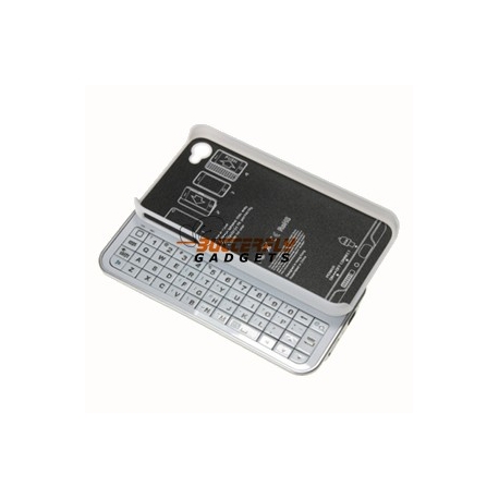 Uitschuifbaar bluetooth toetsenbord - case voor de iPhone 4, 4G, 4S - Wit