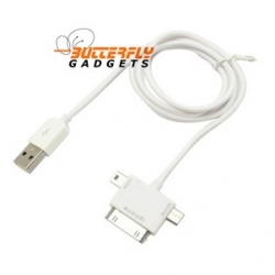 3 in 1 Micro Mini USB kabel, voor o.a. iPhone, HTC, Blackberry, Samsung, iPod