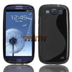 Flexibele TPU back cover voor de achterkant van de Samsung Galaxy S3 i9300, zwart