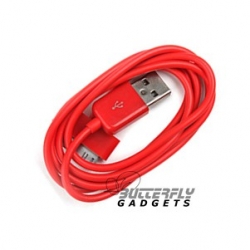 USB data sync kabel voor de iPhone 3, 4 en iPad (rood, 1 meter)