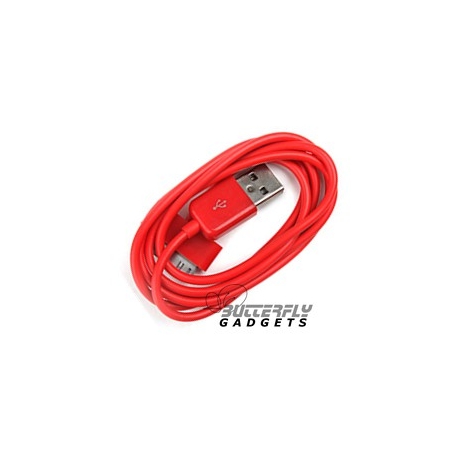 USB data sync kabel voor de iPhone 3, 4 en iPad (rood, 1 meter)