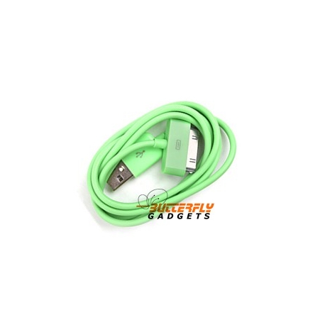 USB data sync kabel voor de iPhone 3, 4 en iPad (groen, 1 meter)